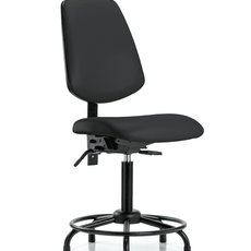 Vinyl Chair - Medium Bench Height with Round Tube Base, Medium Back, Seat Tilt, & Stationary Glides in Black Trailblazer Vinyl - VMBCH-MB-RT-T1-A0-RG-8540