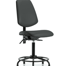 Vinyl Chair - Medium Bench Height with Round Tube Base, Medium Back, Seat Tilt, & Stationary Glides in Charcoal Trailblazer Vinyl - VMBCH-MB-RT-T1-A0-RG-8605
