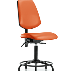 Vinyl Chair - Medium Bench Height with Round Tube Base, Medium Back, Seat Tilt, & Stationary Glides in Orange Kist Trailblazer Vinyl - VMBCH-MB-RT-T1-A0-RG-8613
