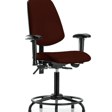Vinyl Chair - Medium Bench Height with Round Tube Base, Medium Back, Seat Tilt, Adjustable Arms, & Stationary Glides in Burgundy Trailblazer Vinyl - VMBCH-MB-RT-T1-A1-RG-8569
