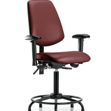 Vinyl Chair - Medium Bench Height with Round Tube Base, Medium Back, Seat Tilt, Adjustable Arms, & Stationary Glides in Borscht Supernova Vinyl - VMBCH-MB-RT-T1-A1-RG-8815