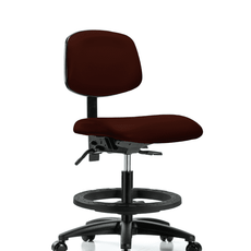 Vinyl Chair - Medium Bench Height with Black Foot Ring & Casters in Burgundy Trailblazer Vinyl - VMBCH-RG-T0-A0-BF-RC-8569