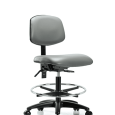 Vinyl Chair - Medium Bench Height with Chrome Foot Ring & Casters in Sterling Supernova Vinyl - VMBCH-RG-T0-A0-CF-RC-8840