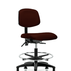 Vinyl Chair - Medium Bench Height with Chrome Foot Ring & Stationary Glides in Burgundy Trailblazer Vinyl - VMBCH-RG-T0-A0-CF-RG-8569