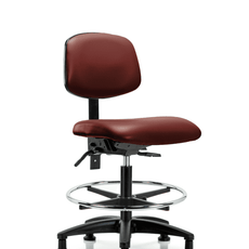 Vinyl Chair - Medium Bench Height with Chrome Foot Ring & Stationary Glides in Borscht Supernova Vinyl - VMBCH-RG-T0-A0-CF-RG-8815