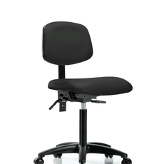 Vinyl Chair - Medium Bench Height with Casters in Black Trailblazer Vinyl - VMBCH-RG-T0-A0-NF-RC-8540