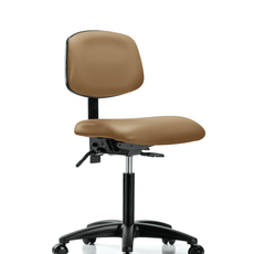 Vinyl Chair - Medium Bench Height with Casters in Taupe Trailblazer Vinyl - VMBCH-RG-T0-A0-NF-RC-8584