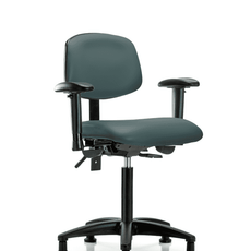 Vinyl Chair - Medium Bench Height with Adjustable Arms & Stationary Glides in Colonial Blue Trailblazer Vinyl - VMBCH-RG-T0-A1-NF-RG-8546