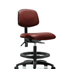 Vinyl Chair - Medium Bench Height with Seat Tilt, Black Foot Ring, & Casters in Borscht Supernova Vinyl - VMBCH-RG-T1-A0-BF-RC-8815