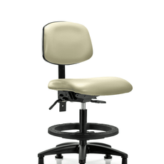 Vinyl Chair - Medium Bench Height with Seat Tilt, Black Foot Ring, & Stationary Glides in Adobe White Trailblazer Vinyl - VMBCH-RG-T1-A0-BF-RG-8501