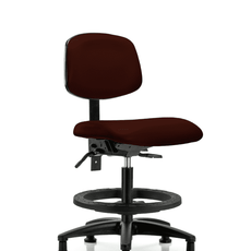 Vinyl Chair - Medium Bench Height with Seat Tilt, Black Foot Ring, & Stationary Glides in Burgundy Trailblazer Vinyl - VMBCH-RG-T1-A0-BF-RG-8569