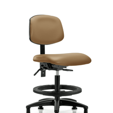 Vinyl Chair - Medium Bench Height with Seat Tilt, Black Foot Ring, & Stationary Glides in Taupe Trailblazer Vinyl - VMBCH-RG-T1-A0-BF-RG-8584