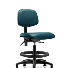Vinyl Chair - Medium Bench Height with Seat Tilt, Black Foot Ring, & Stationary Glides in Marine Blue Supernova Vinyl - VMBCH-RG-T1-A0-BF-RG-8801