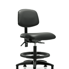 Vinyl Chair - Medium Bench Height with Seat Tilt, Black Foot Ring, & Stationary Glides in Carbon Supernova Vinyl - VMBCH-RG-T1-A0-BF-RG-8823