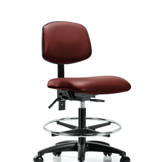 Vinyl Chair - Medium Bench Height with Seat Tilt, Chrome Foot Ring, & Casters in Borscht Supernova Vinyl - VMBCH-RG-T1-A0-CF-RC-8815