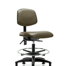Vinyl Chair - Medium Bench Height with Seat Tilt, Chrome Foot Ring, & Stationary Glides in Taupe Supernova Vinyl - VMBCH-RG-T1-A0-CF-RG-8809