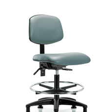 Vinyl Chair - Medium Bench Height with Seat Tilt, Chrome Foot Ring, & Stationary Glides in Storm Supernova Vinyl - VMBCH-RG-T1-A0-CF-RG-8822