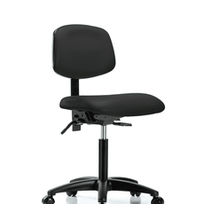 Vinyl Chair - Medium Bench Height with Seat Tilt & Casters in Black Trailblazer Vinyl - VMBCH-RG-T1-A0-NF-RC-8540
