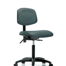 Vinyl Chair - Medium Bench Height with Seat Tilt & Casters in Colonial Blue Trailblazer Vinyl - VMBCH-RG-T1-A0-NF-RC-8546