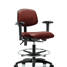 Vinyl Chair - Medium Bench Height with Seat Tilt, Adjustable Arms, Chrome Foot Ring, & Casters in Borscht Supernova Vinyl - VMBCH-RG-T1-A1-CF-RC-8815