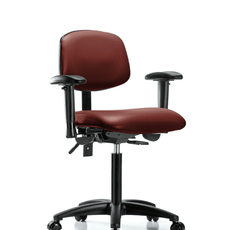 Vinyl Chair - Medium Bench Height with Seat Tilt, Adjustable Arms, & Casters in Borscht Supernova Vinyl - VMBCH-RG-T1-A1-NF-RC-8815