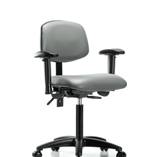 Vinyl Chair - Medium Bench Height with Seat Tilt, Adjustable Arms, & Casters in Sterling Supernova Vinyl - VMBCH-RG-T1-A1-NF-RC-8840