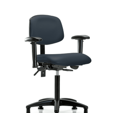 Vinyl Chair - Medium Bench Height with Seat Tilt, Adjustable Arms, & Stationary Glides in Imperial Blue Trailblazer Vinyl - VMBCH-RG-T1-A1-NF-RG-8582