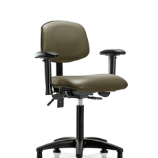 Vinyl Chair - Medium Bench Height with Seat Tilt, Adjustable Arms, & Stationary Glides in Taupe Supernova Vinyl - VMBCH-RG-T1-A1-NF-RG-8809
