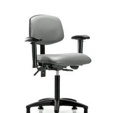 Vinyl Chair - Medium Bench Height with Seat Tilt, Adjustable Arms, & Stationary Glides in Sterling Supernova Vinyl - VMBCH-RG-T1-A1-NF-RG-8840