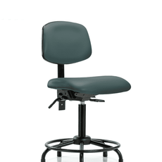 Vinyl Chair - Medium Bench Height with Round Tube Base & Stationary Glides in Colonial Blue Trailblazer Vinyl - VMBCH-RT-T0-A0-RG-8546