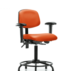 Vinyl Chair - Medium Bench Height with Round Tube Base, Adjustable Arms, & Stationary Glides in Orange Kist Trailblazer Vinyl - VMBCH-RT-T0-A1-RG-8613