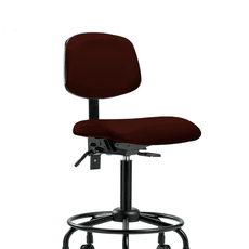 Vinyl Chair - Medium Bench Height with Round Tube Base, Seat Tilt, & Casters in Burgundy Trailblazer Vinyl - VMBCH-RT-T1-A0-RC-8569