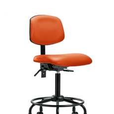 Vinyl Chair - Medium Bench Height with Round Tube Base, Seat Tilt, & Casters in Orange Kist Trailblazer Vinyl - VMBCH-RT-T1-A0-RC-8613