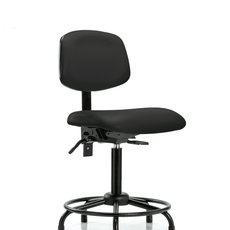 Vinyl Chair - Medium Bench Height with Round Tube Base, Seat Tilt, & Stationary Glides in Black Trailblazer Vinyl - VMBCH-RT-T1-A0-RG-8540
