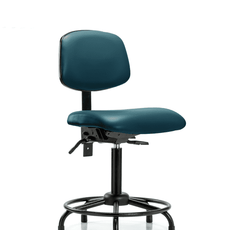 Vinyl Chair - Medium Bench Height with Round Tube Base, Seat Tilt, & Stationary Glides in Marine Blue Supernova Vinyl - VMBCH-RT-T1-A0-RG-8801