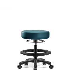 Vinyl Mini-Stool - Medium Bench Height with Black Foot Ring & Casters in Marine Blue Supernova Vinyl - VMBMS-RG-BF-RC-8801