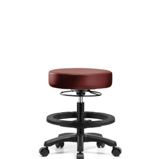 Vinyl Mini-Stool - Medium Bench Height with Black Foot Ring & Casters in Borscht Supernova Vinyl - VMBMS-RG-BF-RC-8815