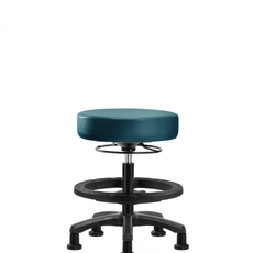 Vinyl Mini-Stool - Medium Bench Height with Black Foot Ring & Stationary Glides in Marine Blue Supernova Vinyl - VMBMS-RG-BF-RG-8801
