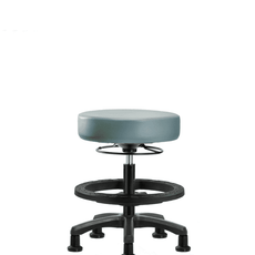 Vinyl Mini-Stool - Medium Bench Height with Black Foot Ring & Stationary Glides in Storm Supernova Vinyl - VMBMS-RG-BF-RG-8822