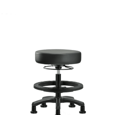 Vinyl Mini-Stool - Medium Bench Height with Black Foot Ring & Stationary Glides in Carbon Supernova Vinyl - VMBMS-RG-BF-RG-8823