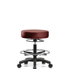 Vinyl Mini-Stool - Medium Bench Height with Chrome Foot Ring & Casters in Borscht Supernova Vinyl - VMBMS-RG-CF-RC-8815