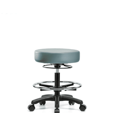 Vinyl Mini-Stool - Medium Bench Height with Chrome Foot Ring & Casters in Storm Supernova Vinyl - VMBMS-RG-CF-RC-8822