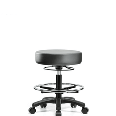 Vinyl Mini-Stool - Medium Bench Height with Chrome Foot Ring & Casters in Sterling Supernova Vinyl - VMBMS-RG-CF-RC-8840