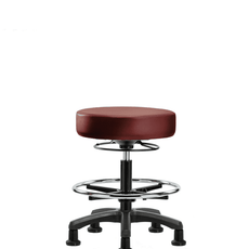 Vinyl Mini-Stool - Medium Bench Height with Chrome Foot Ring & Stationary Glides in Borscht Supernova Vinyl - VMBMS-RG-CF-RG-8815
