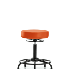 Vinyl Stool without Back - Medium Bench Height with Round Tube Base & Stationary Glides in Orange Kist Trailblazer Vinyl - VMBSO-RT-RG-8613