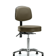 Vinyl Stool with Back Chrome - Medium Bench Height with Stationary Glides in Marine Blue Supernova Vinyl - VMBST-CR-T0-NF-RG-8809