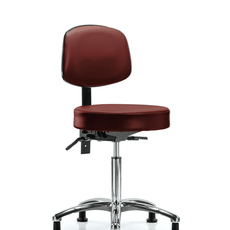 Vinyl Stool with Back Chrome - Medium Bench Height with Seat Tilt & Stationary Glides in Taupe Supernova Vinyl - VMBST-CR-T1-NF-RG-8815