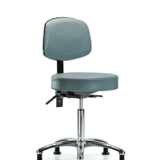 Vinyl Stool with Back Chrome - Medium Bench Height with Seat Tilt & Stationary Glides in Storm Supernova Vinyl - VMBST-CR-T1-NF-RG-8822