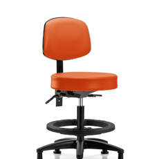 Vinyl Stool with Back - Medium Bench Height with Black Foot Ring & Stationary Glides in Orange Kist Trailblazer Vinyl - VMBST-RG-T0-BF-RG-8613