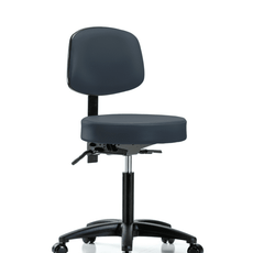Vinyl Stool with Back - Medium Bench Height with Casters in Imperial Blue Trailblazer Vinyl - VMBST-RG-T0-NF-RC-8582